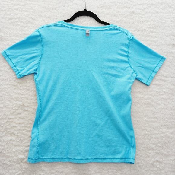 T-Shirt Size M Blue Maui Hawaii Silver Stud Rhinestone Applique Plumeria Travel - Picture 11 of 14